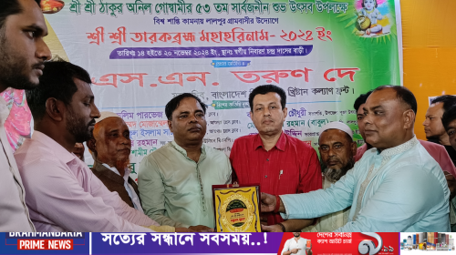 আশুগঞ্জের লালপুরে ধর্মীয় উৎসবে-তরুণদে কে ফুলেল সম্মাননা প্রদান